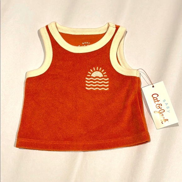 Cat & Jack Other - NWT CAT & JACK Baby Newborn Tank Top Terry Cloth Orange Cream Sun Summer Unisex